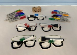 Glasses, pens and equipment to learn about anatomy. 